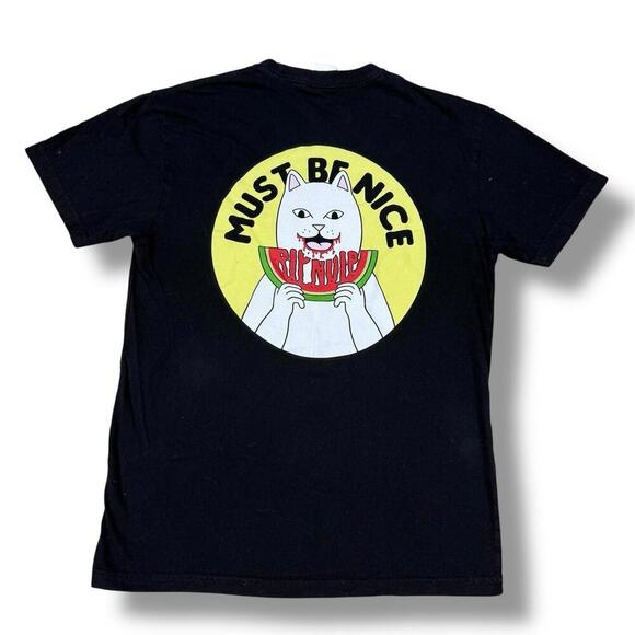 Ripndip Must Be Nice Cat Watermelon Graphic Tee Black Sz Small Streetwear Skater - Picture 1 of 8